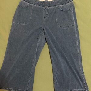 Denim&Co Comfy Knit Air Wide Leg Capri Pants Size XL